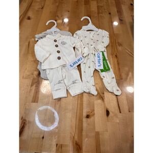Carters Sleep Play Cardigan Set Kids Preemie Ivory New Unisex Animal Print